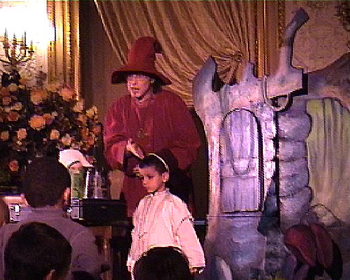 Un spectacle de magie mentaliste avec une grande participation des enfants du public dans un décor de conte de fées.
